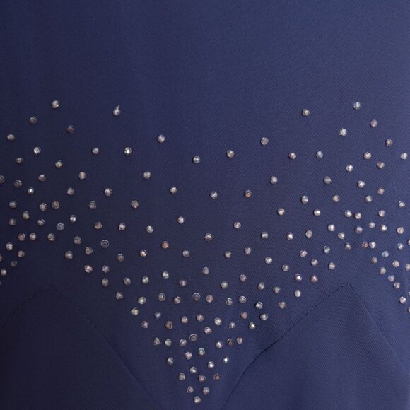 vintage Y2K dress navy fairy flutter flapper drop waist beaded prom party midi L - Picture 4 of 8